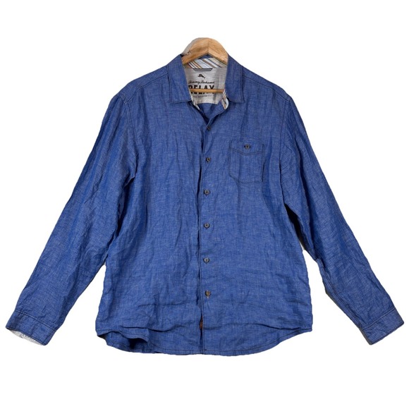 Tommy Bahama Other - Tommy Bahama Island Modern Fit Blue Button Down Shirt Large 100% Linen